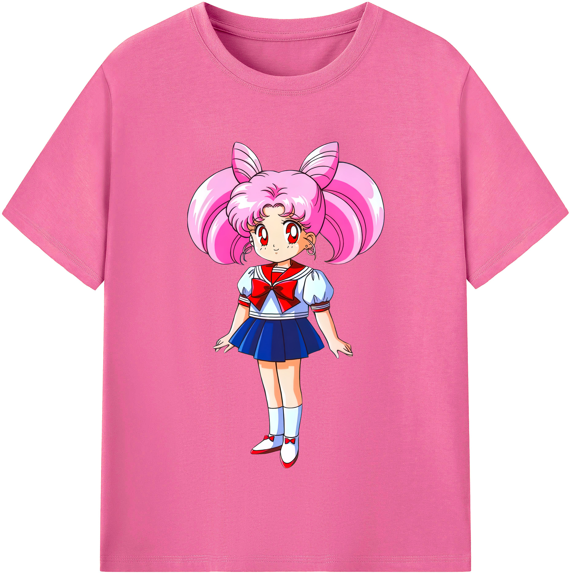 （画像用） 美少女戦士セーラームーン ちびうさ Sailor Moon Chibiusa Tsukino Usagi Small Lady Serenity レディースカジュアルプリントTシャツ（綿100％）